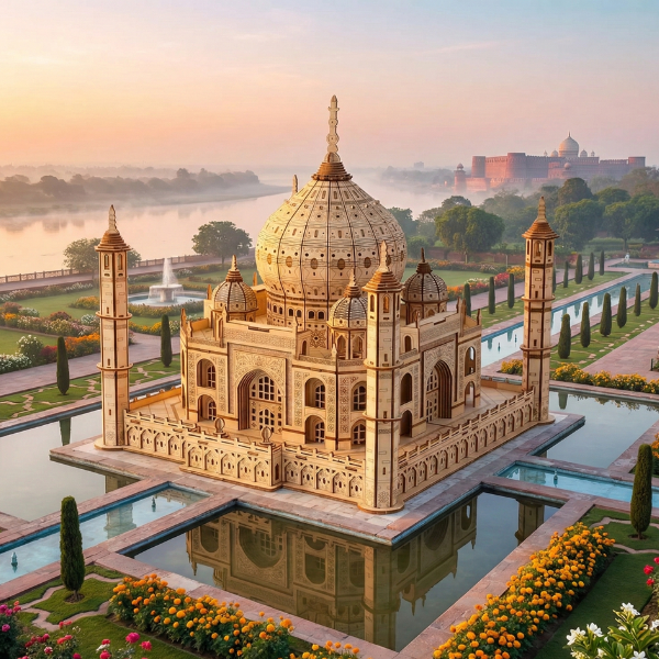 Le Taj Mahal - Puzzle 3D Bois & Merveille de l'Inde