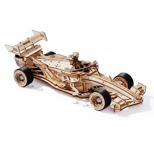 Voiture de Course "Grand Prix" - Puzzle 3D Bois & Moteur à Friction