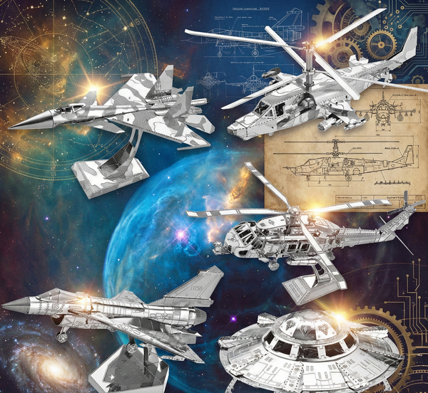 Puzzle 3D Métal - Collection Aviation de Combat - Chasseurs & Hélicoptères