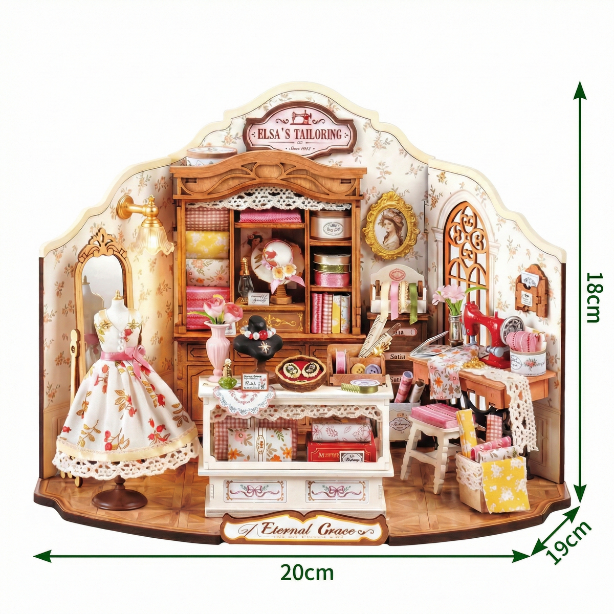 Maquette Miniature DIY Elsa's Tailoring - Studio de Couture Victorien avec Éclairage LED