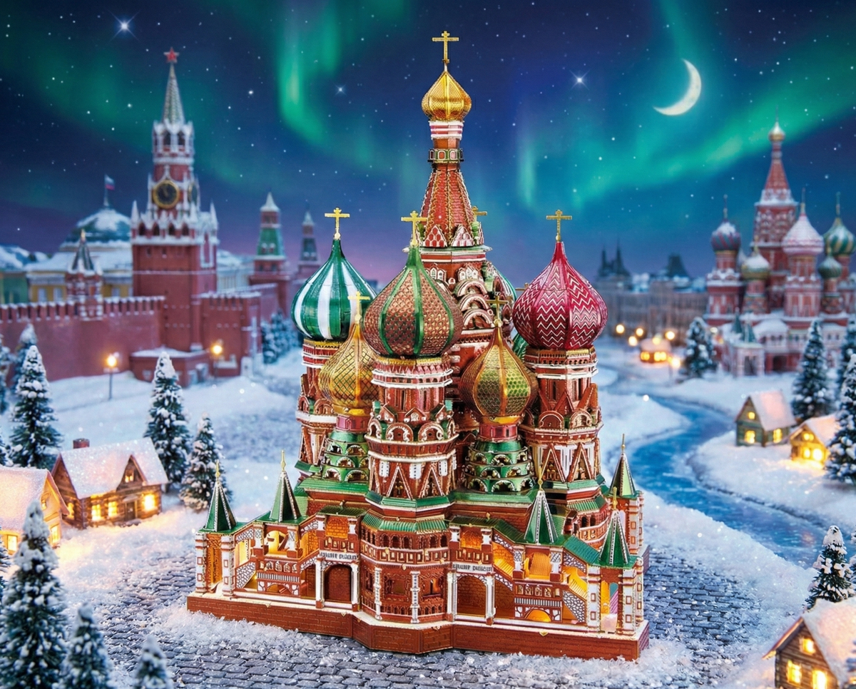 Cathédrale Saint-Basile - Puzzle 3D Métal & Dômes Colorés