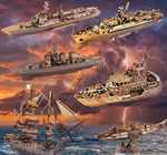 Puzzle 3D Métal - Flotte Navale Militaire - Corvette, Destroyer & Nautilus