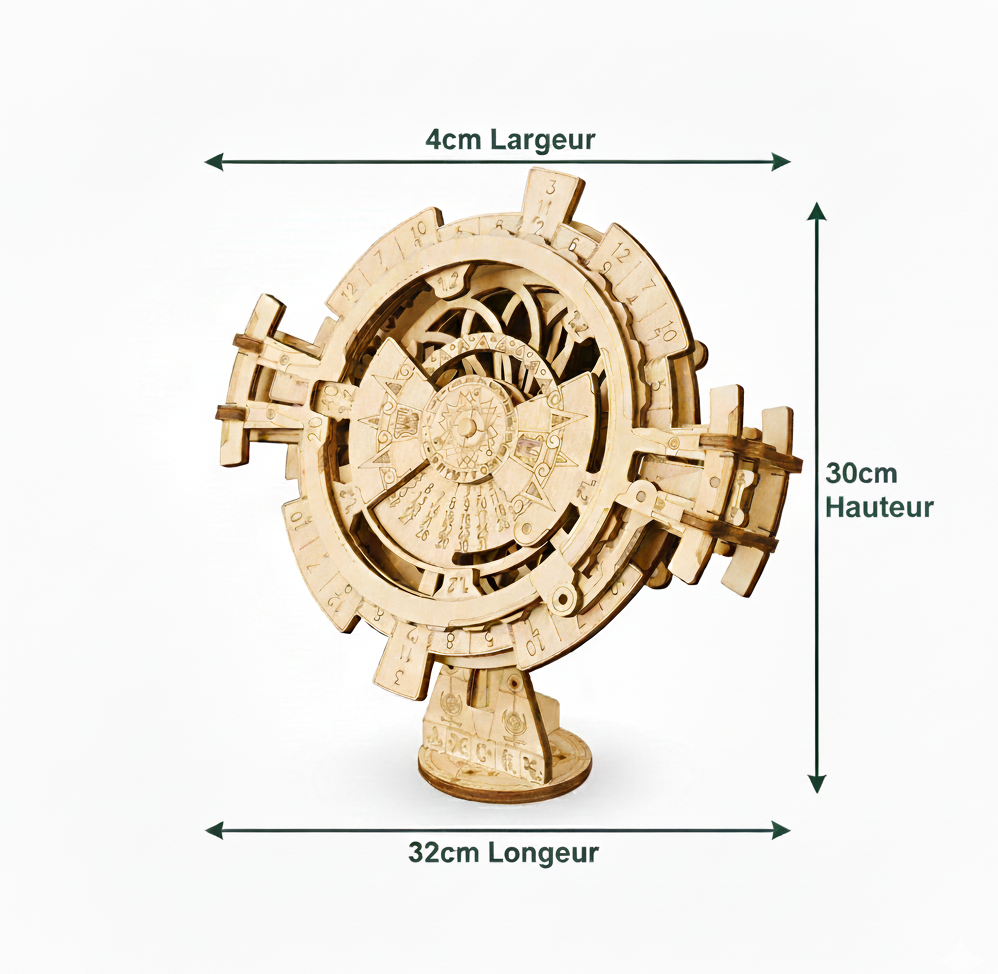 Calendrier Perpétuel Mécanique - Puzzle 3D Bois & Engrenages