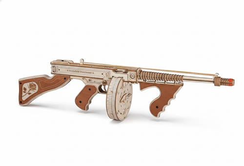 Mitraillette "Tommy Gun" - Puzzle 3D Bois & Tir d'Élastiques