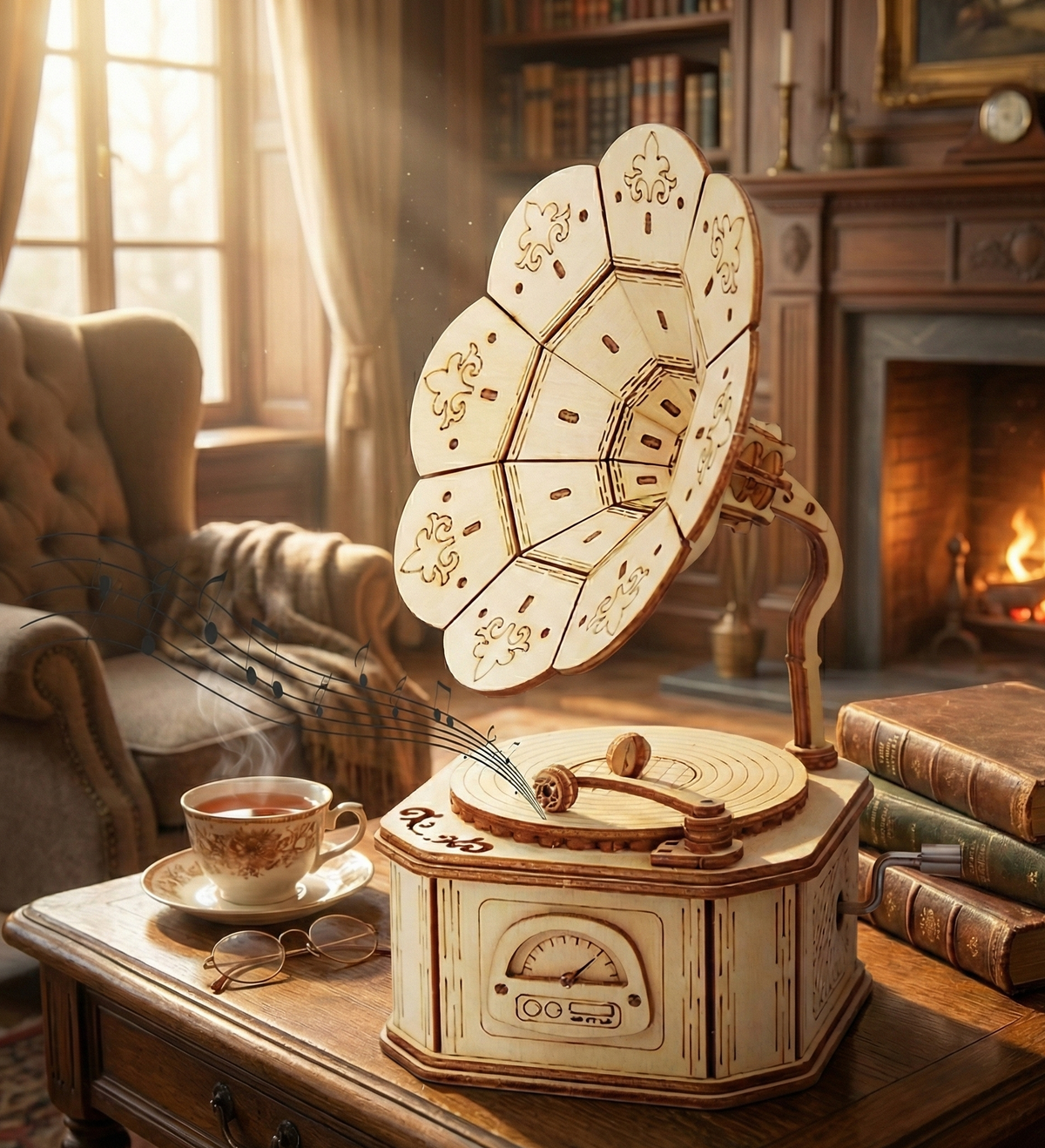 Gramophone Vintage - Puzzle 3D Bois & Tourne-Disque Fonctionnel