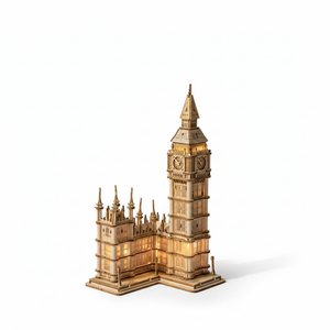 Monuments de Londres - Puzzle 3D Bois Lumineux (Big Ben & Tower Bridge)