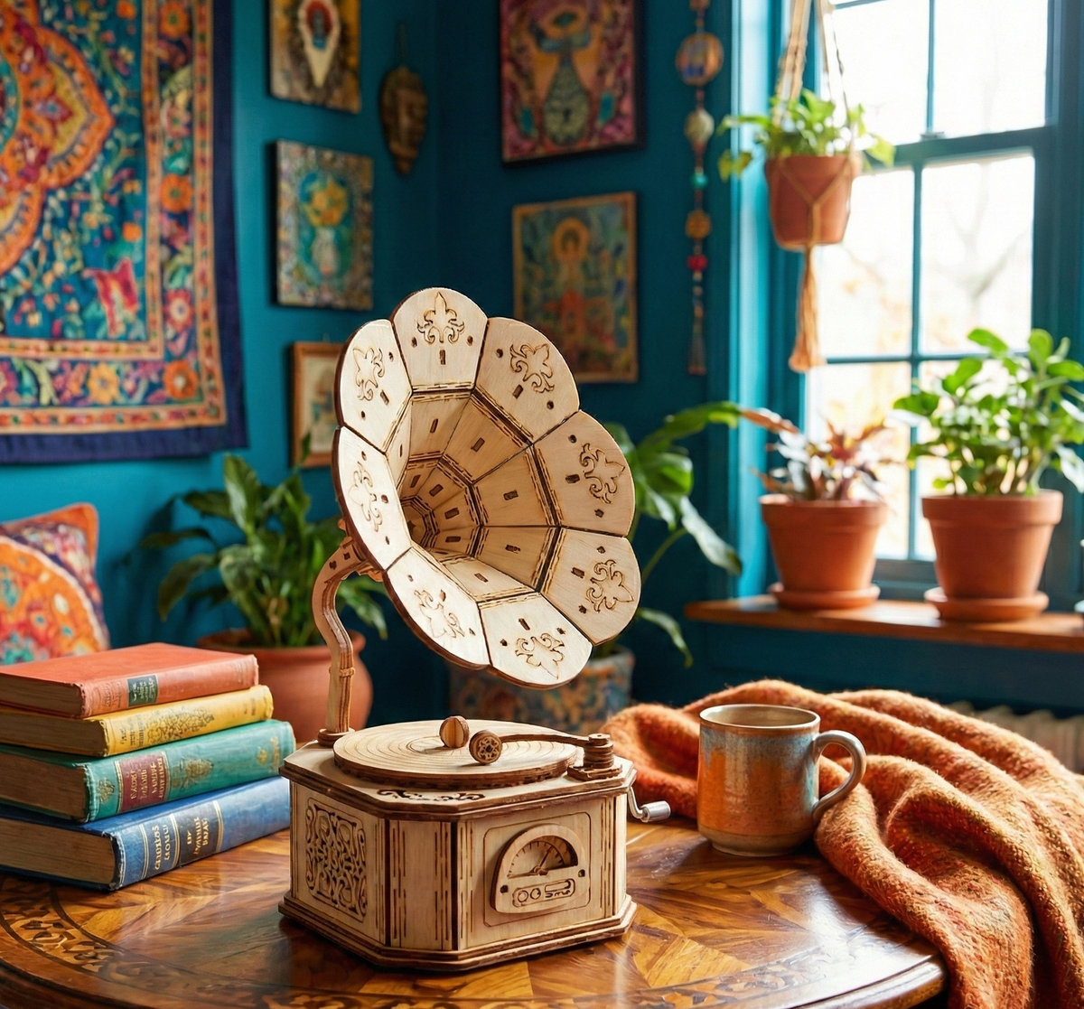 Gramophone Vintage - Puzzle 3D Bois & Tourne-Disque Fonctionnel