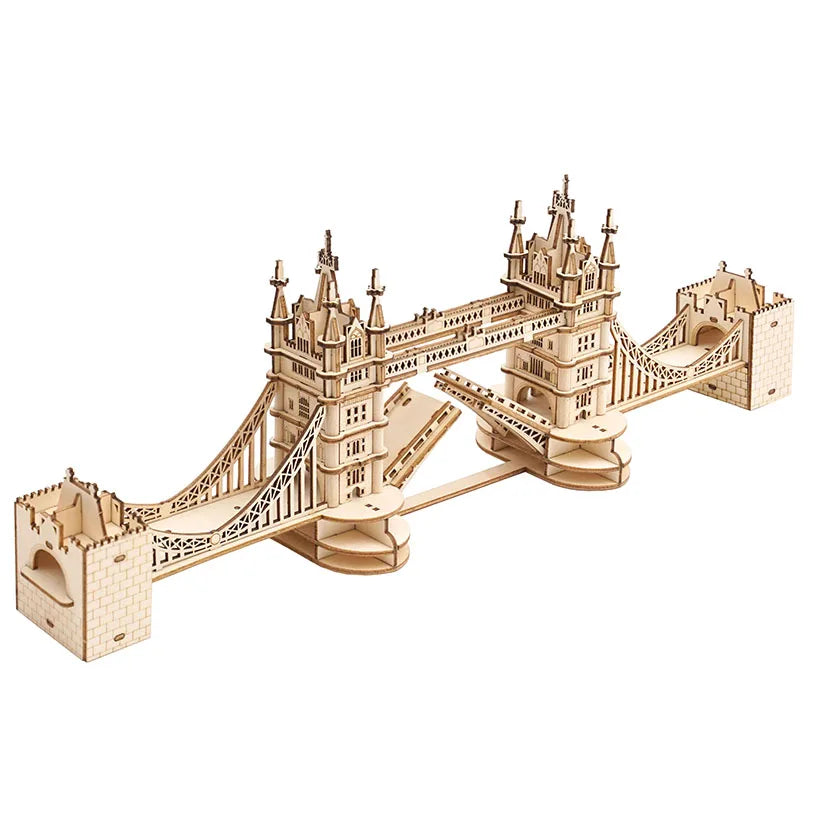 Monuments de Londres - Puzzle 3D Bois Lumineux (Big Ben & Tower Bridge)