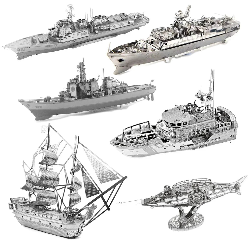 Puzzle 3D Métal - Flotte Navale Militaire - Corvette, Destroyer & Nautilus