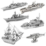 Puzzle 3D Métal - Flotte Navale Militaire - Corvette, Destroyer & Nautilus