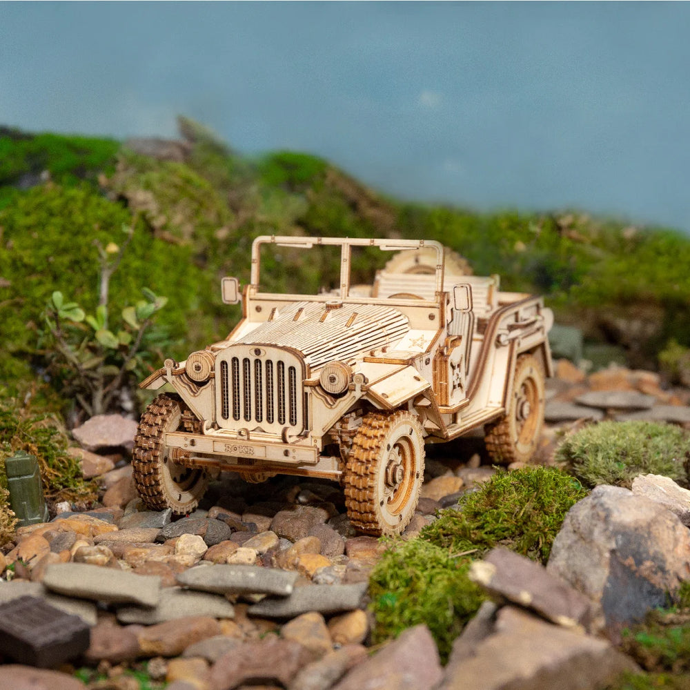 Maquette Bois "Véhicules d'Époque" - Puzzle 3D Vintage (Jeep, Train, Camion)